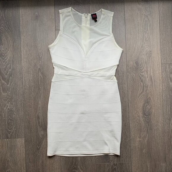 Bebe y2k Mini Dress Mesh Bandage Bodycon 2000s White Size Medium Vintage - Picture 5 of 16